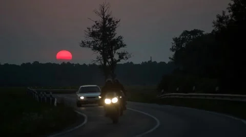 Beautiful sunset on the highway Video stock 67446196