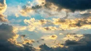 Beautiful Sunset Illuminated Clouds Cloudy Sky Shining Cloudscape Fast Moving Stock Footage