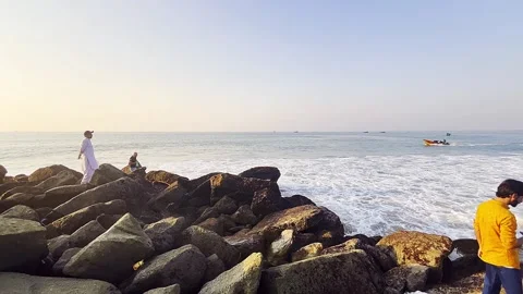 Beautiful sunset on Karachi beach in the evening on October 18, 2024. Stock-Footage 295293331