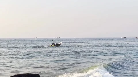 Beautiful sunset on Karachi beach in the evening on October 18, 2024. Stock Footage 295293707