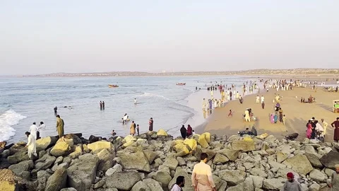 Beautiful sunset on Karachi beach in the evening on October 18, 2024. Stock-Footage 295297433