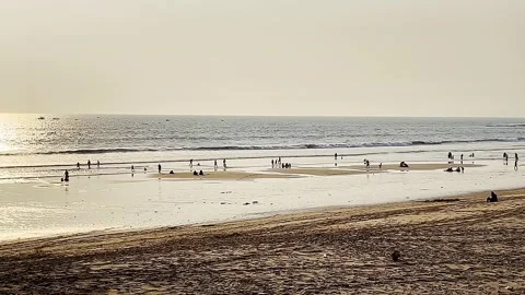 Beautiful sunset on Karachi beach in the evening on October 18, 2024. Stock Footage 295306560