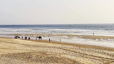 Beautiful sunset on Karachi beach in the evening on October 18, 2024. Stock Footage 295312866