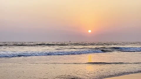 Beautiful sunset on Karachi beach in the evening on October 18, 2024. 스톡 동영상 295393149