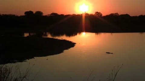 Beautiful Sunset at lake Stock Footage 8624802