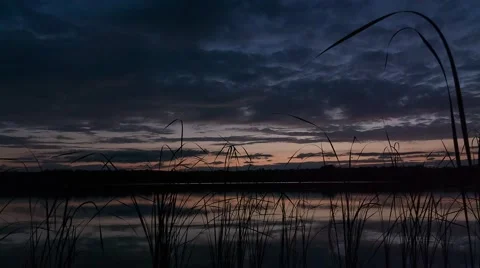 Beautiful sunset on the lake Stock Footage 52315353