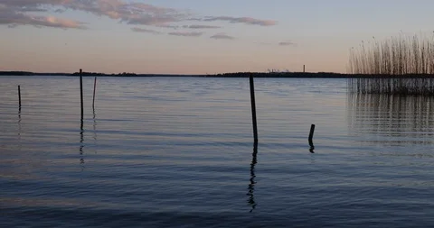 Beautiful sunset on the lake Stock Footage 129854145