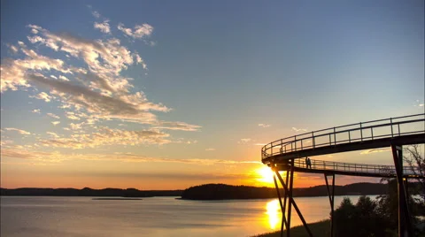 Beautiful sunset on a lake time lapse Video stock 44987412