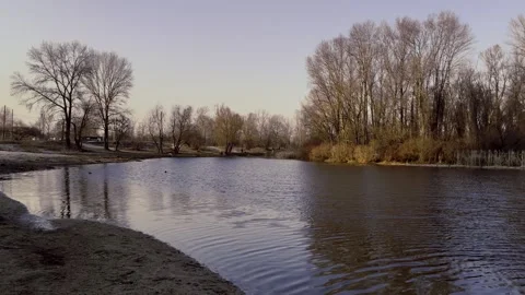 Beautiful sunset landscape on the river Stock Footage 331533044