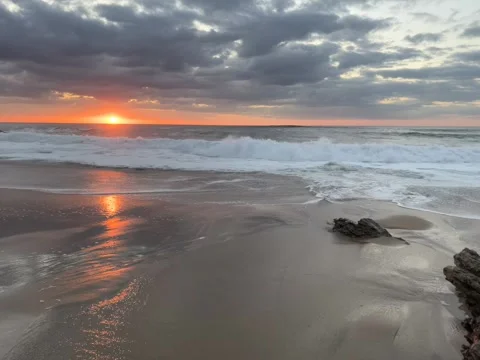 Beautiful Sunset Light on the Beach Stock Footage 314946207