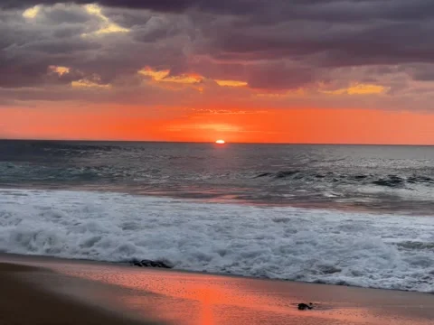 Beautiful Sunset Light on the Beach Stock Footage 314946211