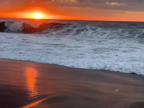 Beautiful Sunset Light on the Beach Stock Footage 314946238