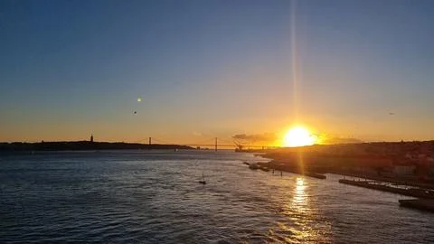 Beautiful sunset in Lisbon, Portugal Stock Photos