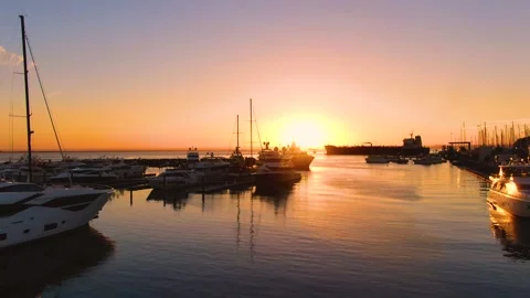 Beautiful sunset at the marina Stock Footage 152950089