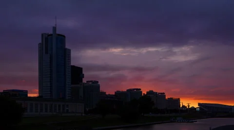 Beautiful sunset in Minsk motion time lapse Stock Footage 54960341
