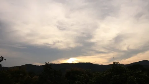 Beautiful sunset mountain and cloud time lapse Stock Footage 91790313