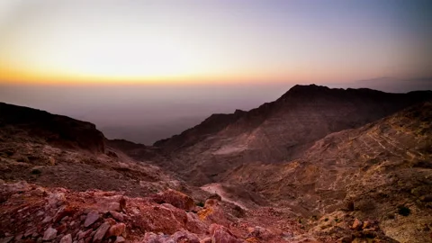 Beautiful sunset mountain part of uae 4k timelapse Stock Footage 208116258