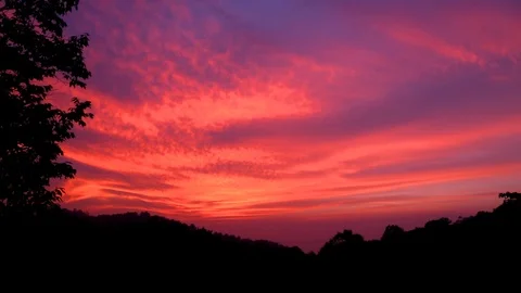 Beautiful sunset mountains clouds view dramatic(Red Tone) Video stock 94600883