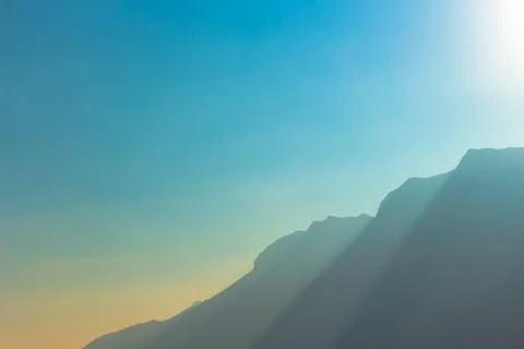 Beautiful sunset at the mountains. Stockfoto's