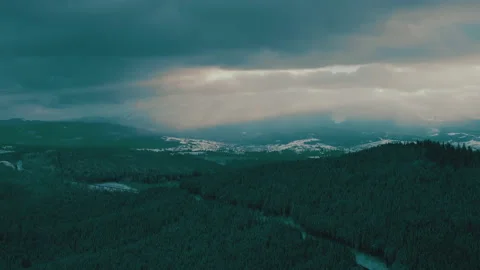 Beautiful sunset in the mountains. the rays of the sun shine between the clouds Stock Footage 147254158