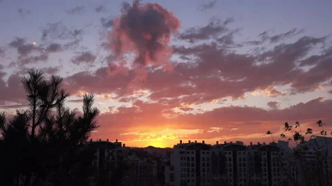 Beautiful sunset with moving clouds, Turkey Video stock 164605214