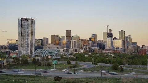 Beautiful sunset to night timelapse from Zuni Street Stock Footage