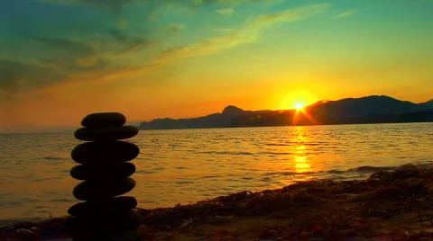 Beautiful Sunset at Ocean Stockbeeldmateriaal 584938