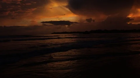 Beautiful sunset by the ocean Stock Footage 87760482