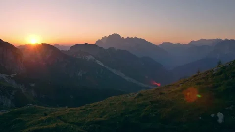 Beautiful sunset over Alps. Видео 138255593