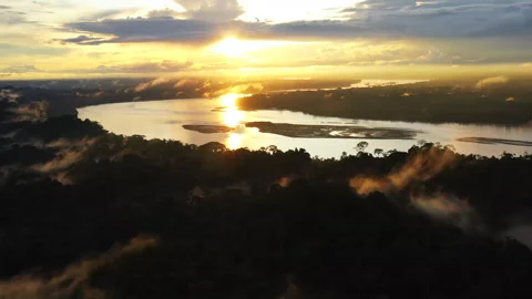 Beautiful Sunset over the Amazon Stock Footage 247864071