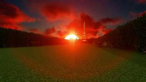 Beautiful sunset over Eiffel tower Stock Footage 83473632