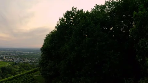 Beautiful Sunset over Fields and Valley on Mountain Top / Drone Shot  Vídeos de archivo 129336072