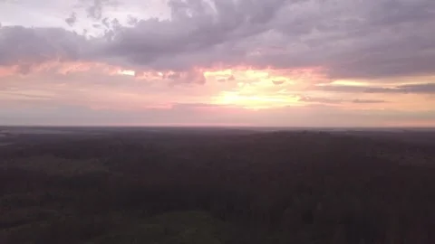 Beautiful sunset over forest. Drone footage. Stock Footage 278414331