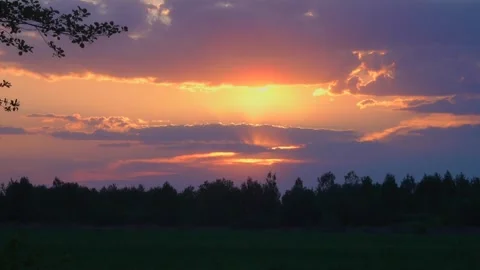 Beautiful sunset over the forest. Stock Footage 338121632