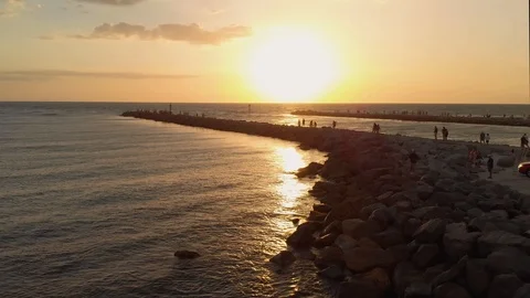 Beautiful Sunset Over Jetty Pass 库存影片 89847612