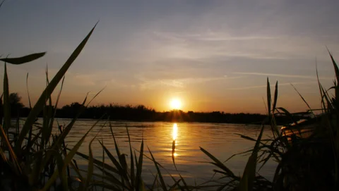 Beautiful Sunset over lake 2 Stock Footage 150811915