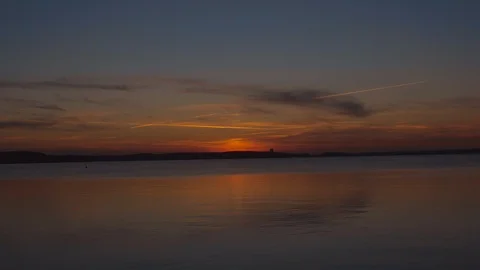 Beautiful sunset over the lake Stock Footage 90343486
