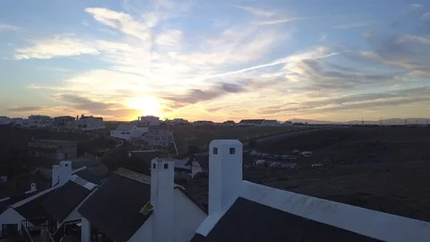 Beautiful sunset over lodge Stock Footage 104312073