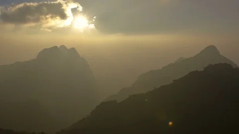Beautiful sunset over the mountain. 库存影片 82608713