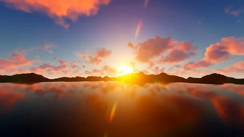 Beautiful sunset over mountain range Stock Footage 88657407