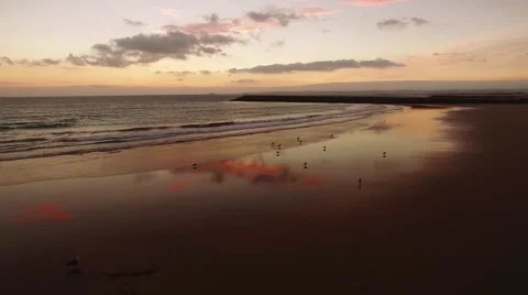 Beautiful sunset over the ocean aerial view Stock Footage 68304112