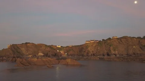 Beautiful Sunset over the Ocean by Drone Vídeo Stock 120250929