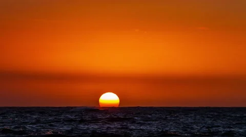 Beautiful sunset over ocean, time lapse Stock Footage 53853330
