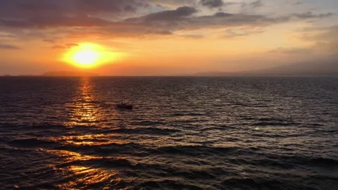 Beautiful sunset over the open ocean Stock Footage 266074934