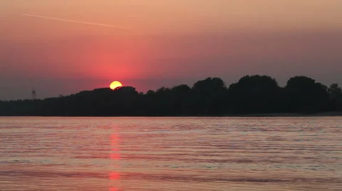 Beautiful sunset over river Stock Footage 41543743