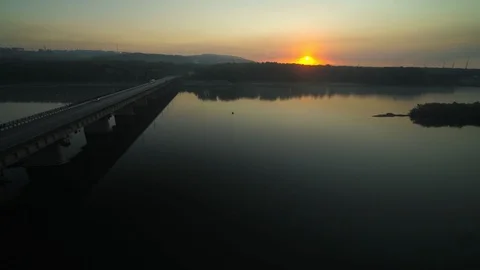 Beautiful sunset over the river Stock Footage 119259003