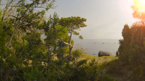 Beautiful sunset over the sea. Float the boat. Stock Footage 23926695