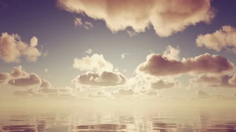 Beautiful sunset over the sea or ocean slowly moving waves and clouds. Stock-Footage 230049987