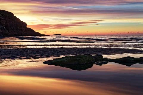 Beautiful sunset over the sea Stock Photos