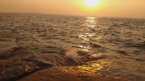 Beautiful sunset over the see Stock Footage 128561883